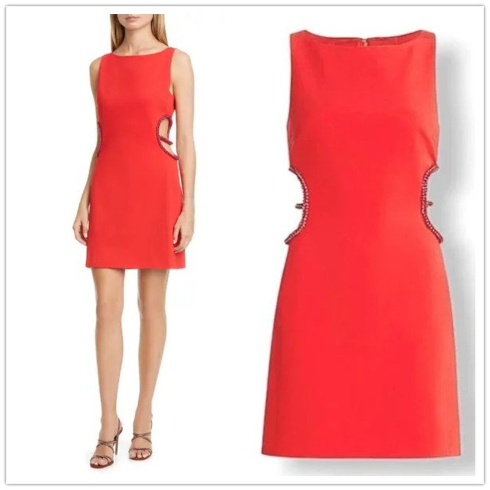 Haney Roselyn Embellished Cut-Out Mini Dress Red